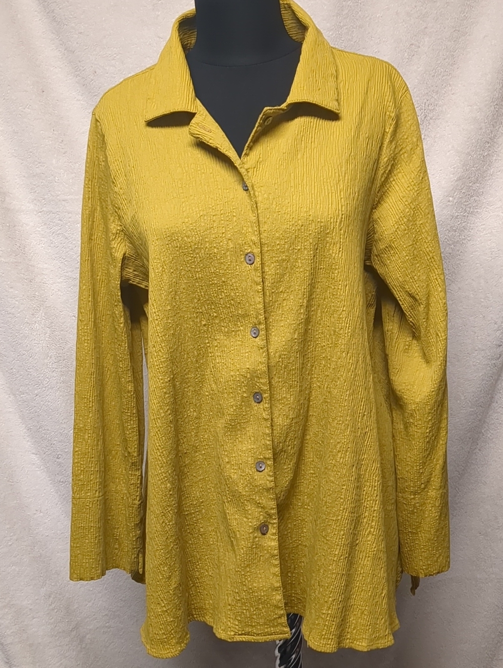 MarlaWynne Textured Button-Down Shirt in Mustard